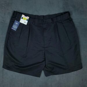Roundtree & Yorke Shorts Mens 46 Black Microfiber Pleated Wrinkle Resistant